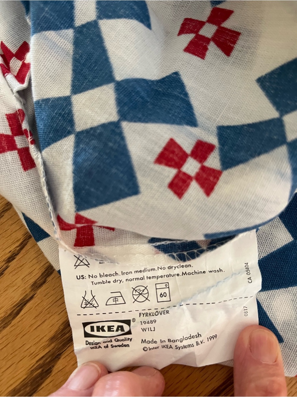 Blue and Red Geometric Print IKEA King   Pillowcases - Picture 2 of 3